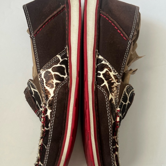 Brown and Animal Print Slip-On Shoes - Picture 4 of 8